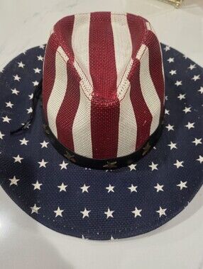 Patriotic Red & Blue Star Pattern Cowboy Hat for Men